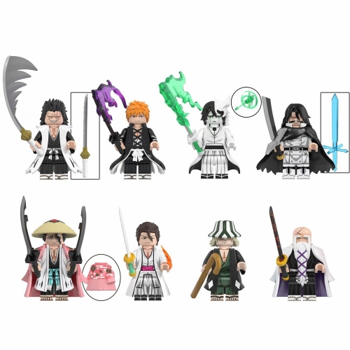 8-Pack Bleach Building Blocks Zaraki Kurosaki Mini Action Figures DIY Bricks Kids Toys WM6164