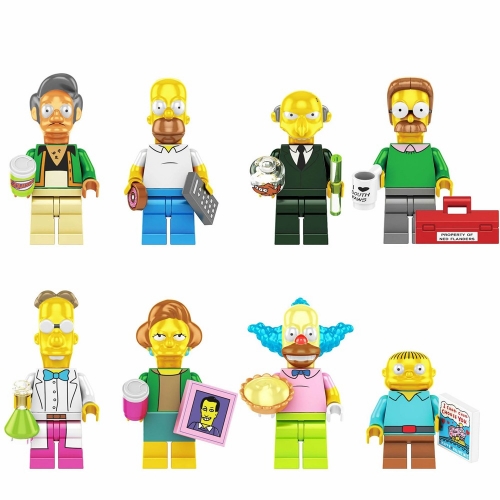 8-Pack The Simpsons Arp Homer Burns Building Blocks Mini Action Figures DIY Bricks Kids Toys Set SP1015