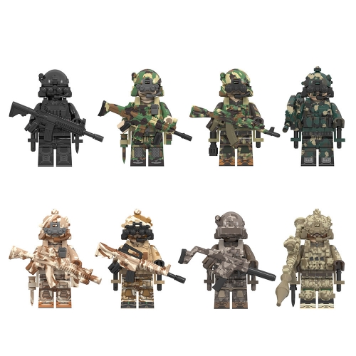 8-Pack Military Special Forces Building Blocks Mini Figures Toys Set with Weapons and Accessories WM6147