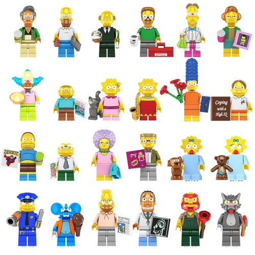 24-Pack The Simpsons MOC Building Blocks Mini Action Figures DIY Bricks Kids Toys Set SP1015-1017