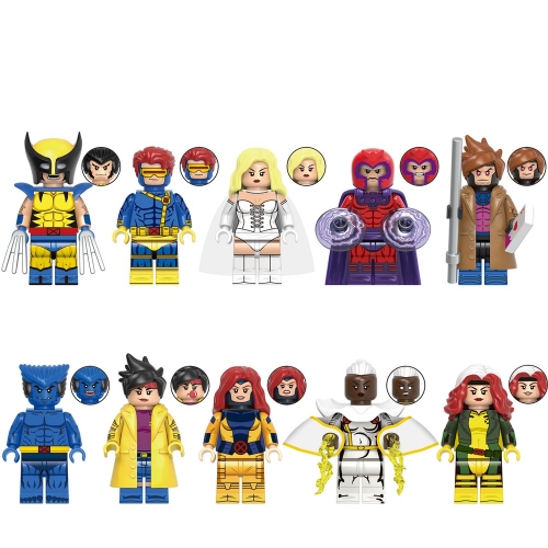 10-Pack Super Heroes Building Blocks Wolverine Cyclops White Queen Mini Action Figures Bricks Toys Set G0166