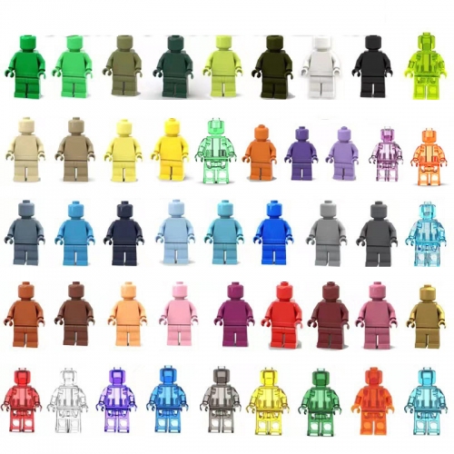 46Pcs Clear Blank Unprinted Pure Color Plain Mini Figures Building Blocks Bricks Toys