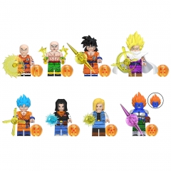 8-Pack Dragon Ball DIY Building Blocks Son Goku Krillin Mini Action Figures Set Educational Kids Toys WM6180