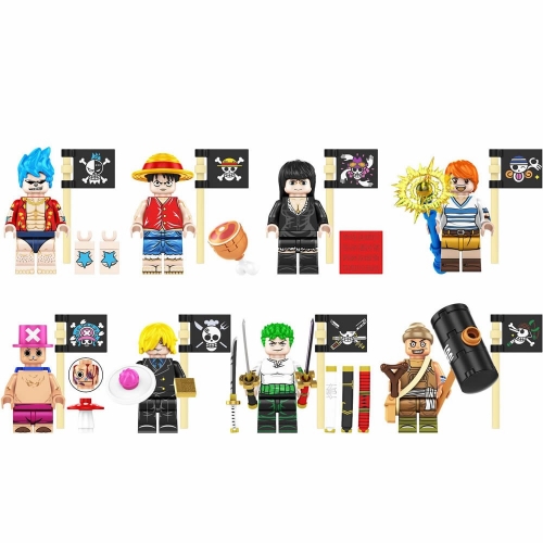 8-Pack One Piece Building Blocks Franky Luffy Robin Mini Action Figures DIY Bricks Kids Toys TP1020