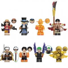 8-Pack One Piece Building Blocks Luffy Sabo Mini Action Figures DIY Bricks Kids Toys X0355