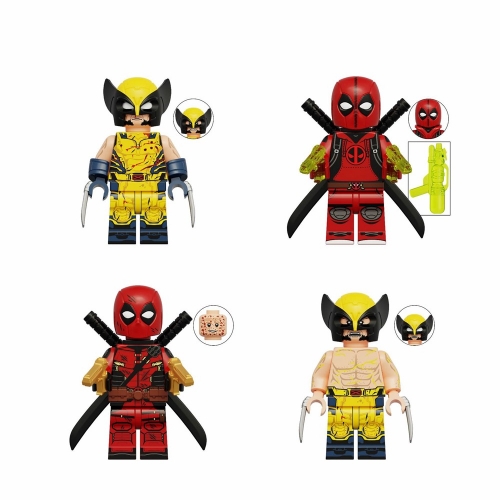 4-Pack Super Heroes Wolverine Deadpool Mini Figures Building Blocks DIY Bricks Kids Toys Set KT1077