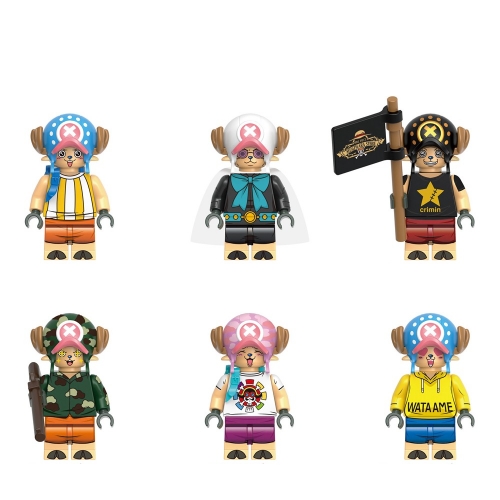 6-Pack One Piece Anime Building Blocks Chopper Mini Action Figures Kids Toys Set G0171