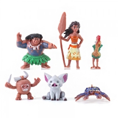 6-Pack Set Moana PVC Mini Action Figure Toys Moana Maui Heihei Pua Mini Figurines 4.5-10cm/1.8-4Inch Tall