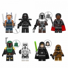 8-Pack Star Wars Building Blocks Boba Fett Scout Trooper Mandalorian Ahsoka Luke Skywalker Mini Action Figures Kids Toys Set WM6121