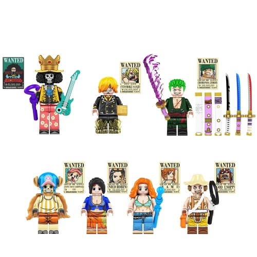 7-Pack One Piece Building Blocks Brook Luffy Zoro Mini Action Figures DIY Bricks Kids Toys TP1013