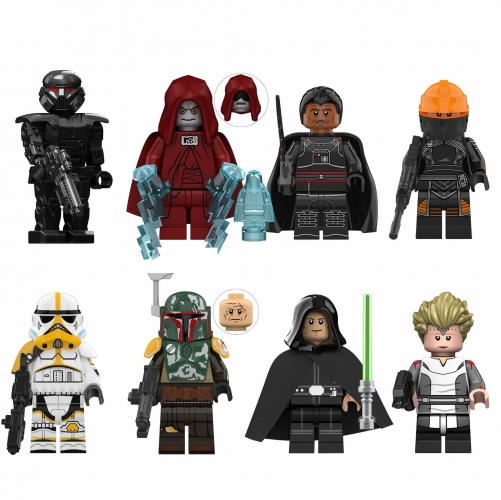 8-Pack Star Wars Bad Batch Dark Trooper Muff Gideon Boda Fett Luke Skywalker Omega Building Blocks Mini Action Figures Kids Toys Set KT1052