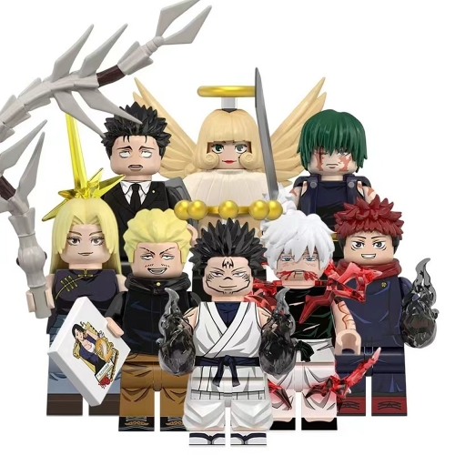 8-Pack Jujutsu Kaisen Anime Building Blocks Zenin Maki Hakari Kinji DIY Bricks Mini Action Figures Toys WM6201