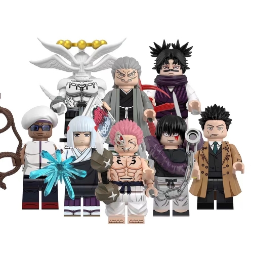 8-Pack Jujutsu Kaisen Anime Building Blocks Zenin Naobito Fushiguro Toji DIY Bricks Mini Action Figures Toys WM6200