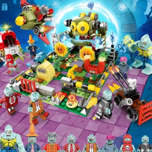 Plants Vs Zombies Battle with The Final Boss Building Blocks Mini Figures Shooting Toys 784Pcs Set