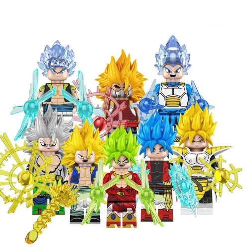 8-Pack Dragon Ball Goku Gotenks Gogeta Broli Building Blocks Mini Action Figures DIY Bricks Kids Educational Toys Set TP1014