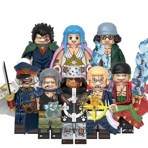 8-Pack One Piece Anime Silvers Rayleigh Kuma Kuzan Shiryu Building Blocks Mini Action Figures Kids Toys Set X0359