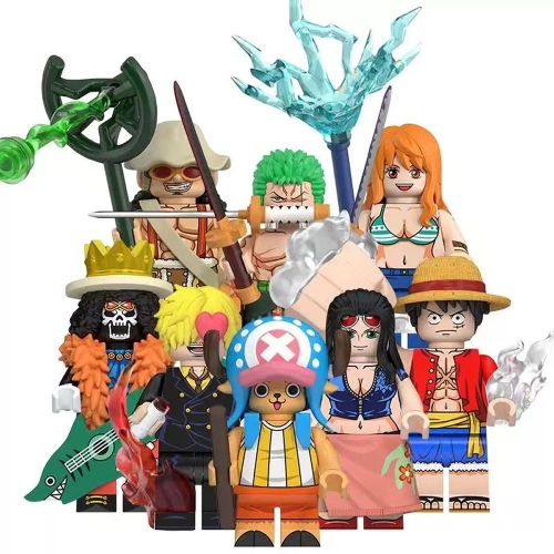 8-Pack One Piece Building Blocks Luffy Chopper Sanji Nami Mini Action Figures DIY Bricks Kids Educational Toys WM6191