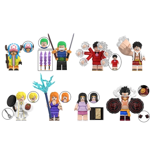 8-Pack One Piece Building Blocks Chopper Zoro Luffy Sanji Nami Mini Action Figures DIY Bricks Kids Educational Toys WM6193