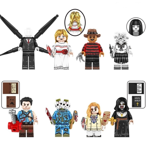 8-Pack Halloween Series Building Blocks Slender Man Nun Mini Action Figures Assembly DIY Bricks Toys TP1011