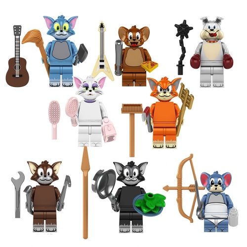 8-Pack Tom And Jerry Mini Action Figures Building Blocks DIY Bricks Toys Gift for Kids TP1006