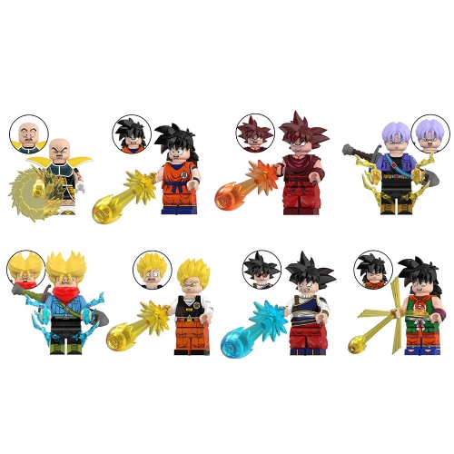8-Pack Dragon Ball Mini Action Figures Krilllin Goku Gohan Trunks Building Blocks DIY Bricks Toys WM6184