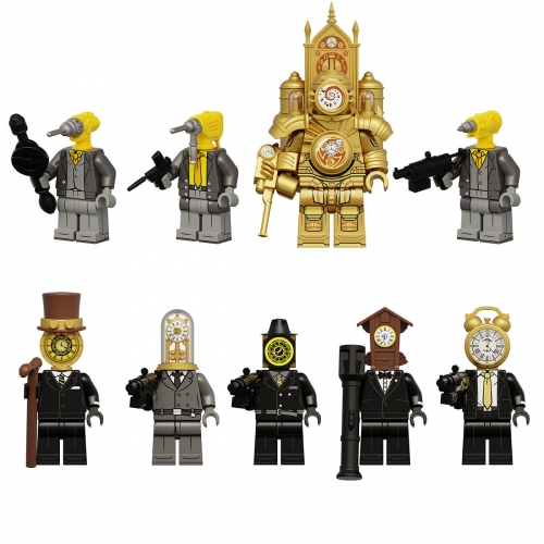 9-Pack Skibidi Toilet Building Blocks Drill Man Colock Man Mini Action Figures Kids Gift DIY Bricks Toys Set DLL001-009