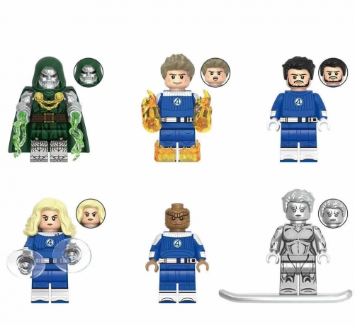 6-Pack Super Heroes The Fantastic Four Mini Action Figures Building Blocks Kids Toys DIY Bricks Set G0141