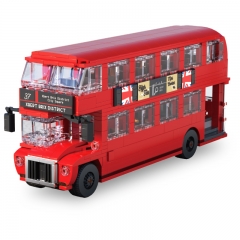Vintage Double Decker Bus Building Blocks Kit DIY Bricks Educational Toys Model Display for Kids Gift 747Pcs Set NO.66037