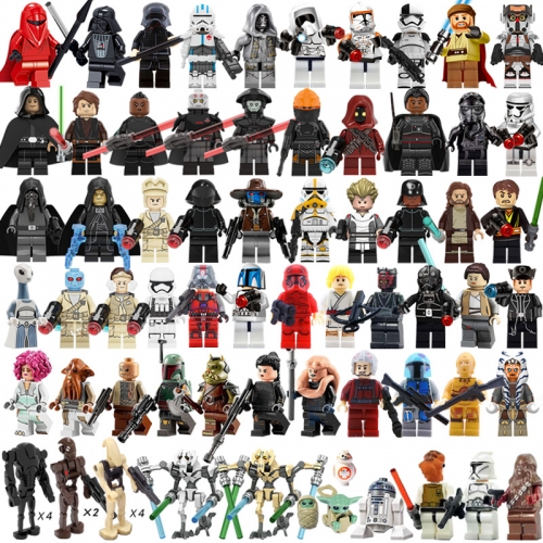 68Pcs Star Wars MOC Minifigures Set Jedi Yoda The Clone Troopers Building Bricks Blocks Mini Figures Kids Toys