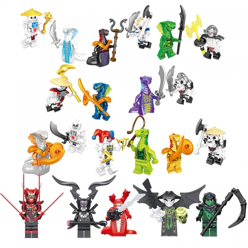 21Pcs MOC Ninjago Building Blocks Mini Action Figures Assembly Bricks Kids Toys Set Children's Gift