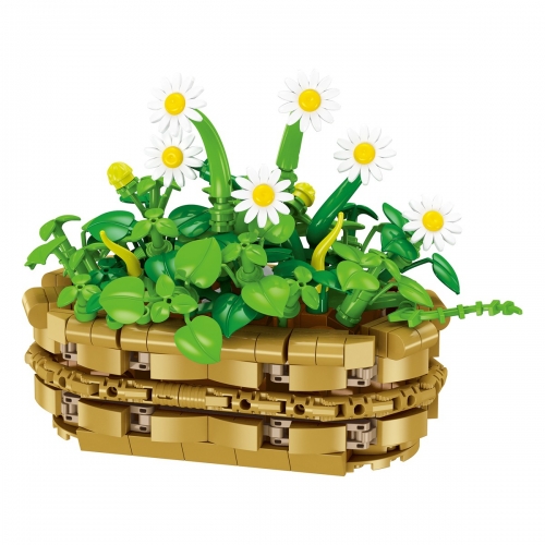 Flowers Collection Building Blocks Kit Bellis Perennis L. Display Model 375Pcs Set Gifts for Kids and Adults JJ9188