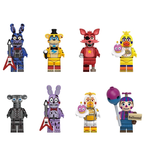 8-Pack Five Nights At Freddy's Bonnie Foxy Chica Endo Balloon Boy Minifigures Building Blocks Mini Figure Toys GG1001