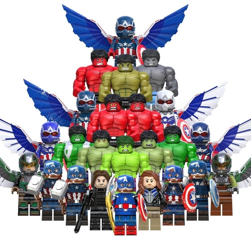 Super Heroes Mini Figures Hulk Captain America Building Blocks DIY Bricks Kids Educational Toys TV6216-6218