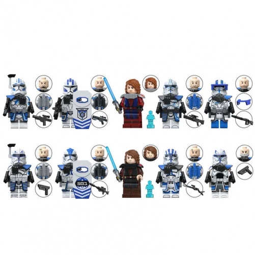 10-Pack Star Wars Mini Figures Anakin Skywalker 501 Clone Troopers Dolls Building Blocks Kids Bricks Toys TV6114