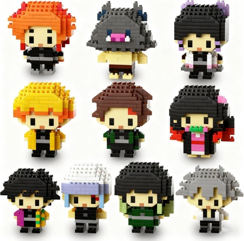 10-Pack Demon Slayer Anime Figures Building Block Kit Set, Top Popular Characters Micro Brick Models Collectible Gift for Fans or Teenages 2000 Pieces