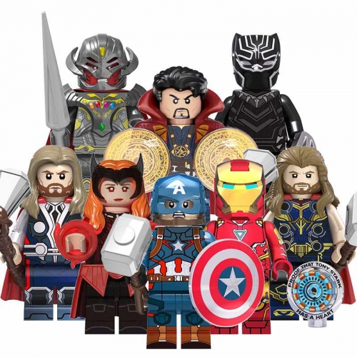 8-Pack Super Heroes Wanda Captain America Thor Building Blocks Mini Figures Bricks Toys TV6201