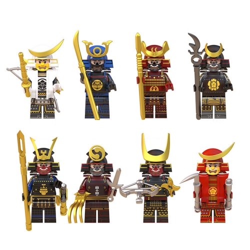 8-Pack Japanese Samurais Building Blocks Mini Figures DIY Bricks Kids Educational Toys Set WM6096