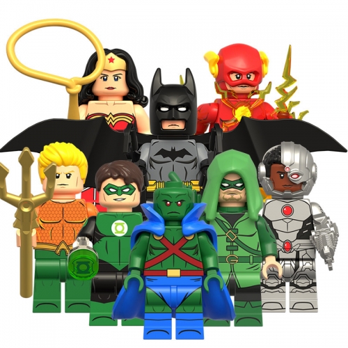 8-Pack Super Heroes Building Blocks Wonder Woman Batman Martian Manhunter Mini Figures Bricks Kids Educational Toys Set KDL853