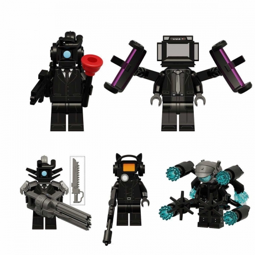 5-Pack Skibidi Toilet Big Cameraman TV Monitor People Building Blocks Mini Action Figures Bricks Kids Toys Set KDL834