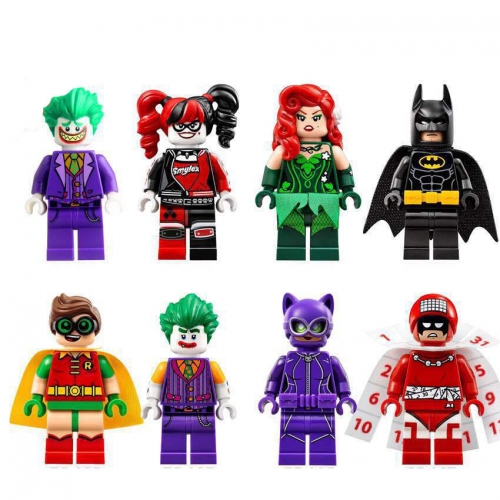 8Pcs DC Super Heroes Minifigures Joker Harley Quinn Batman Building Blocks Mini Figures Kids Bricks Toys PG8032