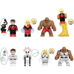 8-Pack Super Heroes The Fantastic Four Building Blocks Mr Fantastic Invisible Women Thing Human Torch Mini Figures Kids Bricks Toys G0158