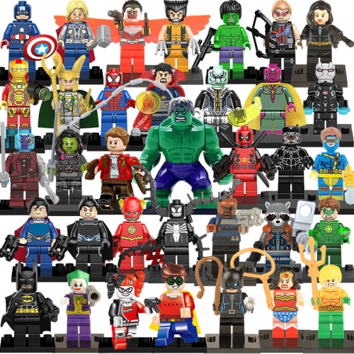 35Pcs Super Heroes Batman Spiderman Hulk Iron Man Captain America Compatible Building Blocks Mini Figure Toys