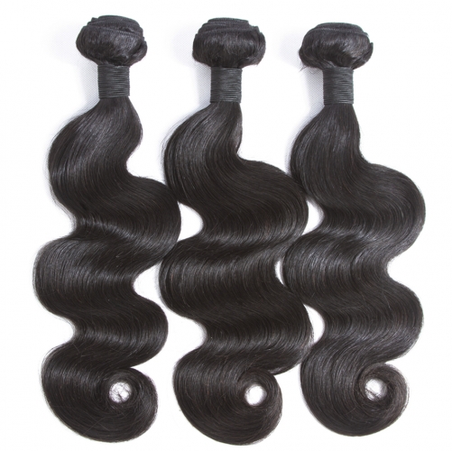 LSS Human Hair Body Wave Bundles With Free 4*4 Closure  Natural Color