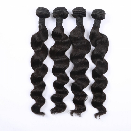 LSS Human Hair Loose Deep Wave Bundles With Free 4*4 Closure  Natural Color