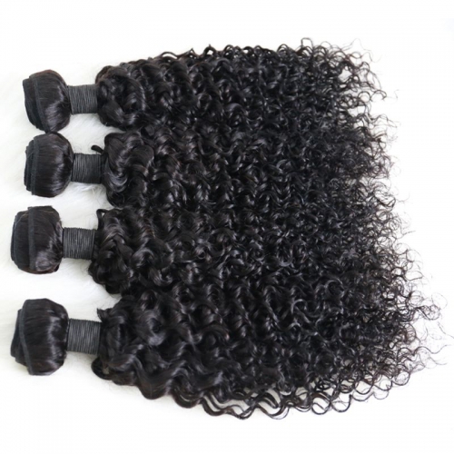 LSS Human Hair Deep Curly Bundles With Free 4*4 Closure  Natural Color