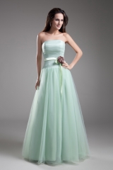 Light Green Drop Waist Tulle Bridesmaid Dresses