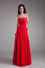 Empire Waist Style Red Chiffon Bridesmaid Dresses