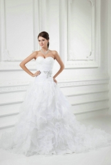 Drop Waist Wedding Dresses with Ruffled Organza Skirt