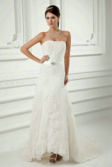 A Line Ankle Length Sleeveless Lace Wedding Dresses
