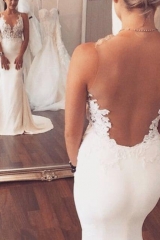 Fit and Flare Sexy Ivory Wedding Dress with Lace